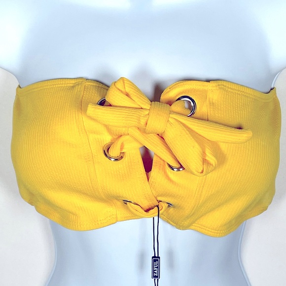 Zaful Yellow Tie Swim Top Size 6 Bandeau - Picture 5 of 5